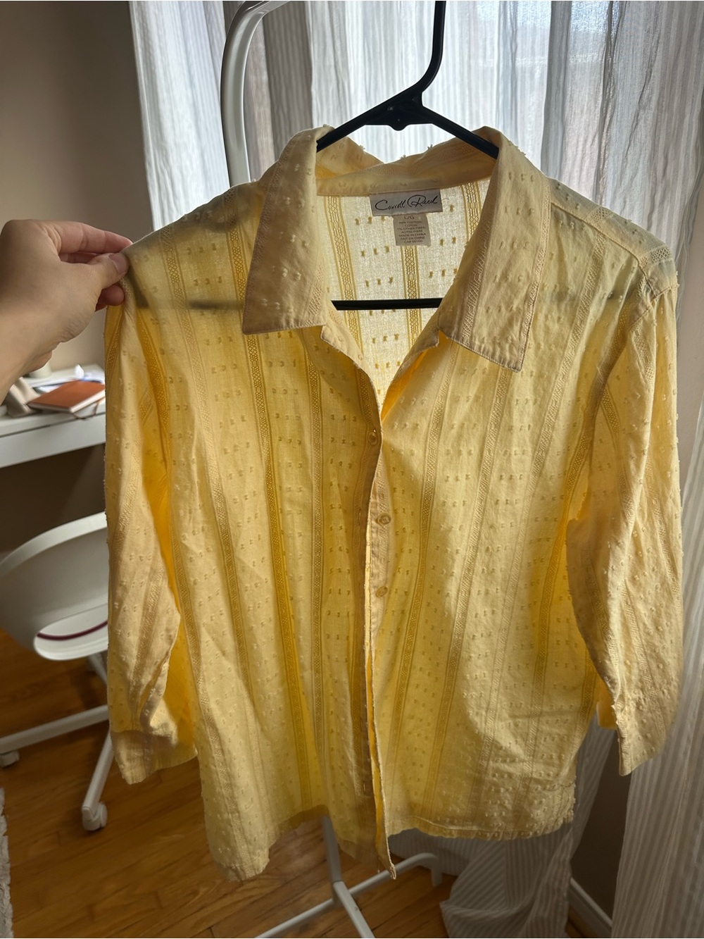 Y2K Vintage Lightweight Yellow Cotton Button-Up Shirt